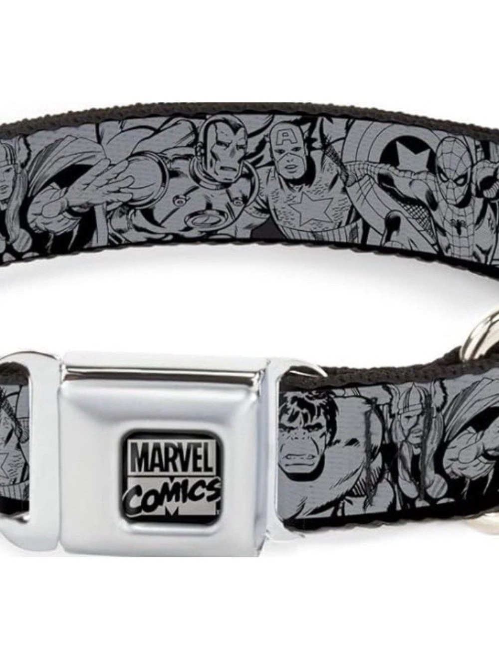 Buckle-Down Marvel Comics Black & Gray Superhero Dog Collar